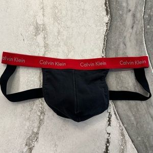 Calvin Klein Black Cotton Stretch Jock Strap - Large